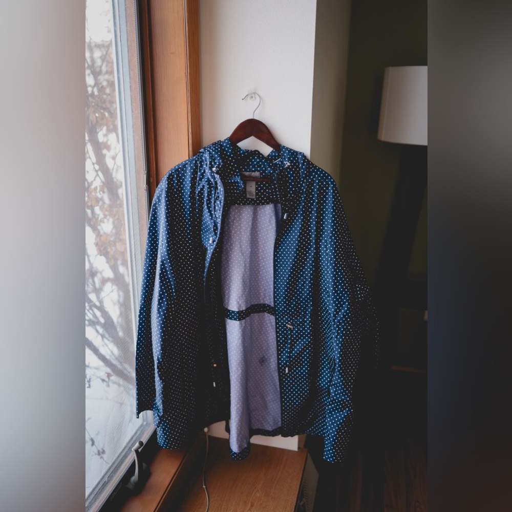 Polka dot rain jacket